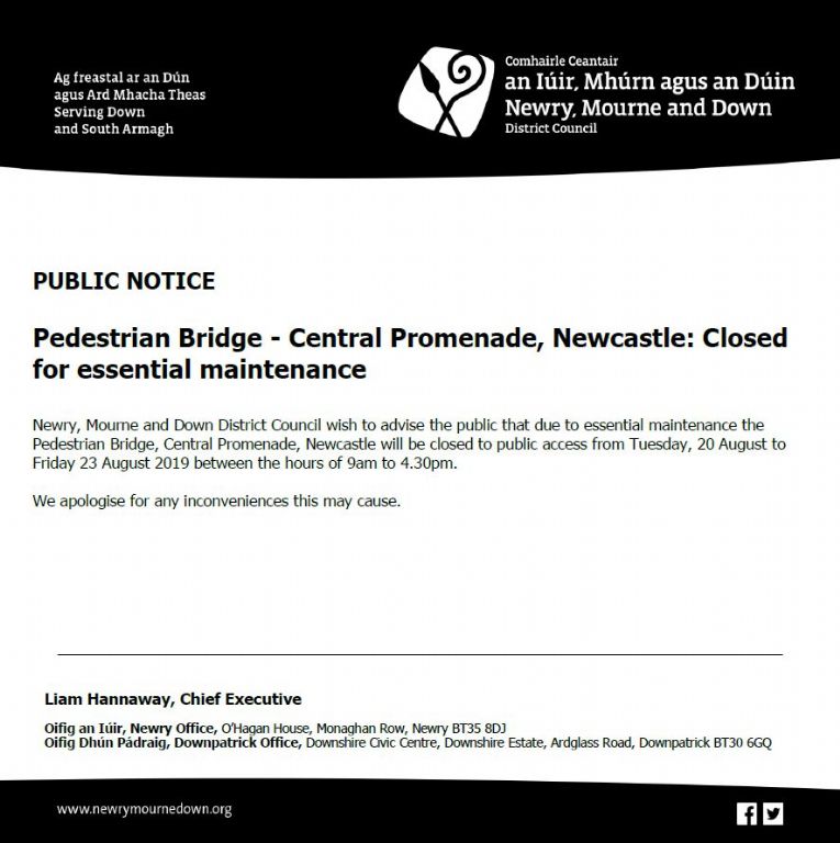Pedestrian Bridge - Central Promenade, Newcastle: Closed for essential maintenance  