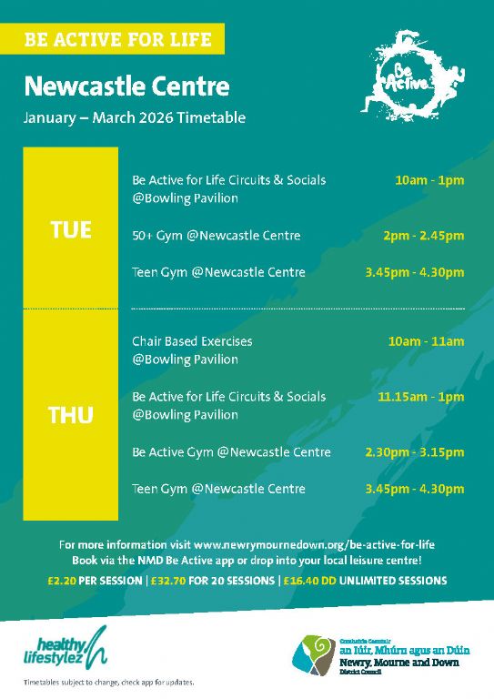 Newcastle Leisure Centre Timetable January- March 2026 