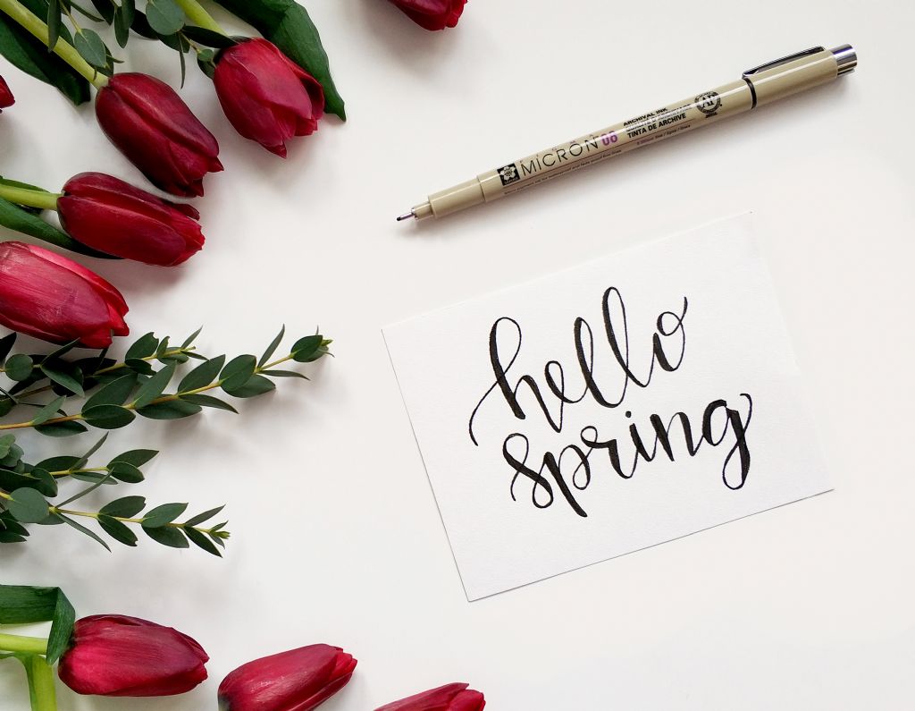 canva - hello spring handwritten paper