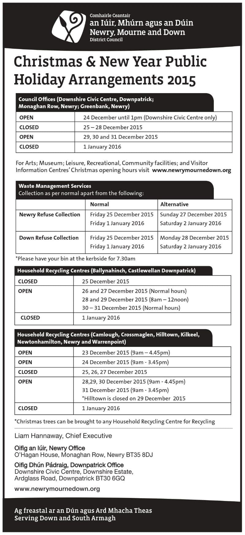 Christmas & New Year Public Holiday Arrangments