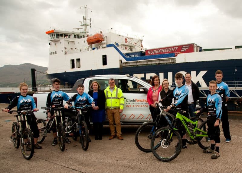 Seatruck Ferries, Clerk Fencing and Newry Mourne and Down District  Council row in behind local Downhill Mountain Bike Youth Development Team, East Coast MTB