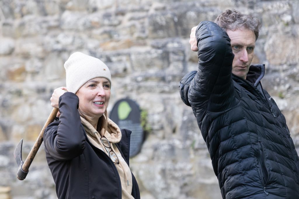 john keating from life adventure shows members of the public how to through an axe