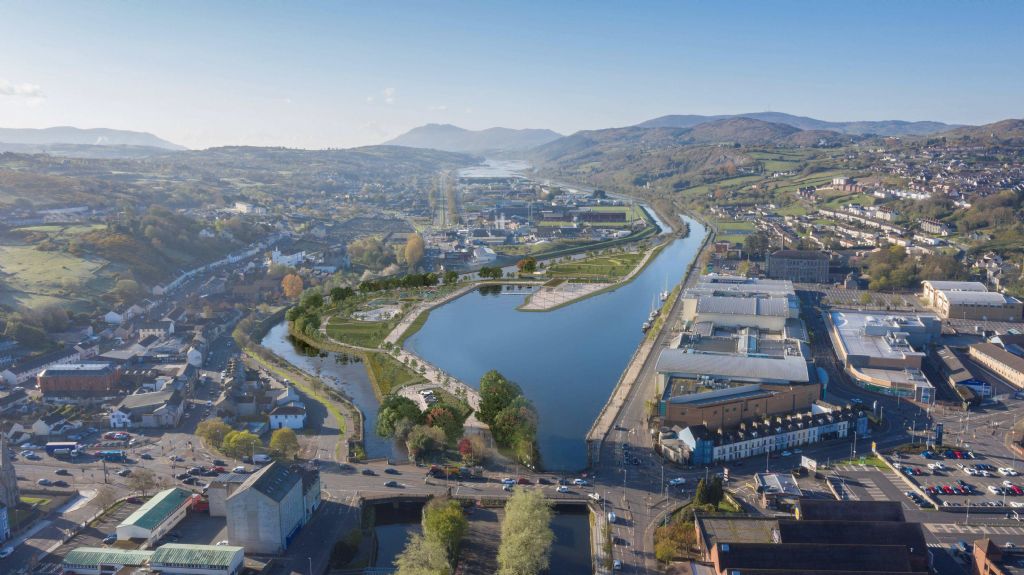 A developed design of a bird's eye view of Newry City Park