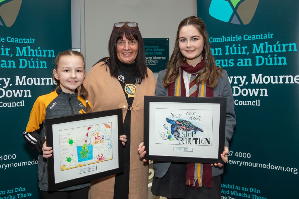 photo 9 main prizewinners darcy sawey st josephs ps carnacaville and clara doran newry hs